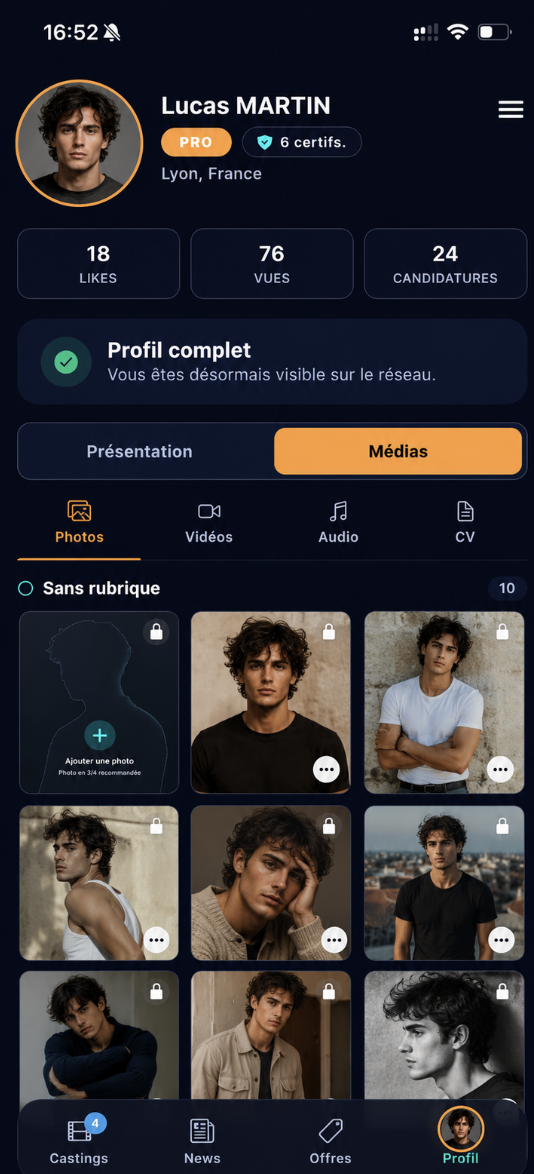 Aperçu de l'application Nawak Castings